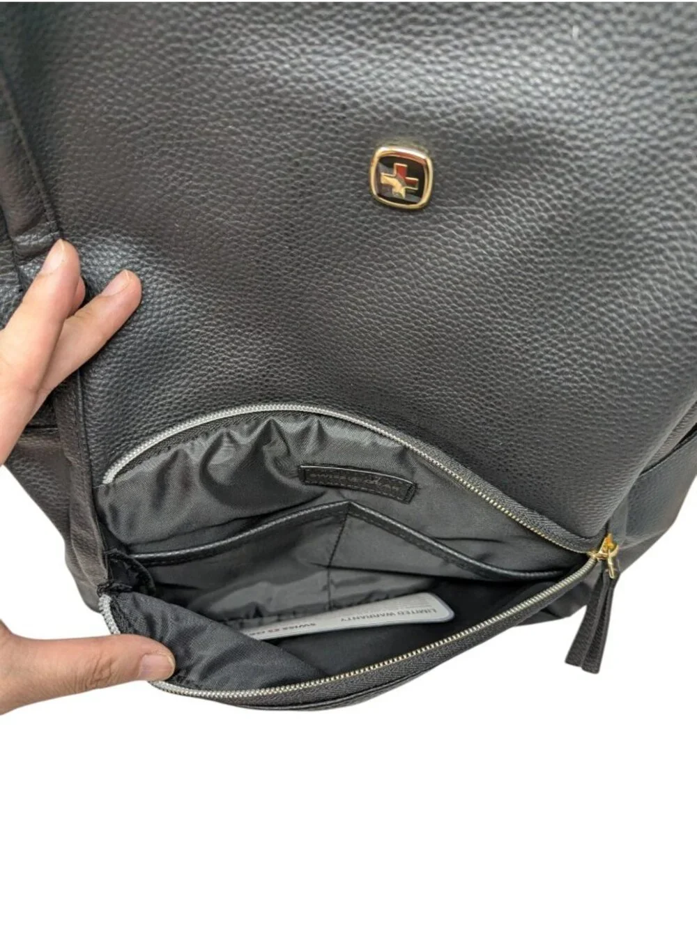 SwissGear Serenity Luxe Black Faux Leather Laptop Backpack - Small Fits 13
